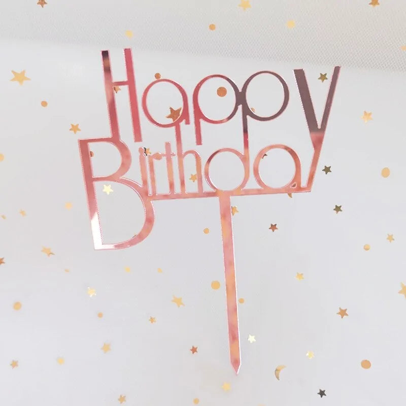 Golden "Happy Birthday" Acrylic Cake Topper