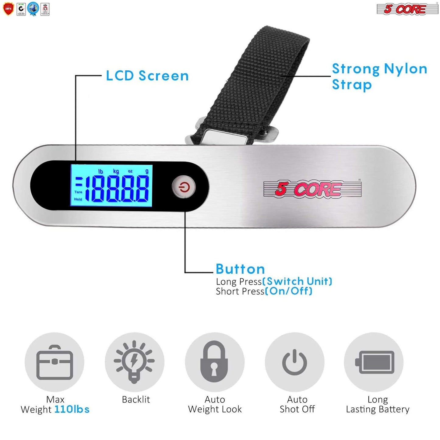 5 Core Luggage Scale Handheld Portable Electronic Digital Hanging Bag