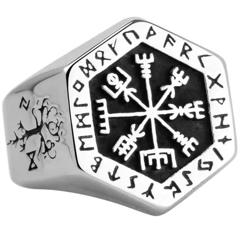 Nordic Style Retro Compass Ring: Stylish Unisex Party Jewelry