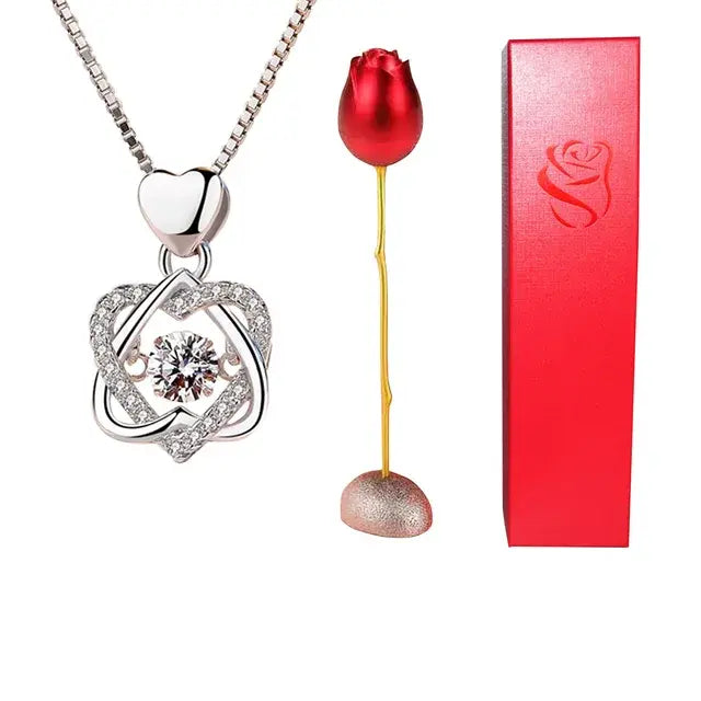 Fashion Rose Flower Jewelry Packaging Zirconia Necklace