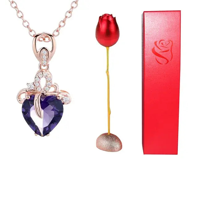 Fashion Rose Flower Jewelry Packaging Zirconia Necklace