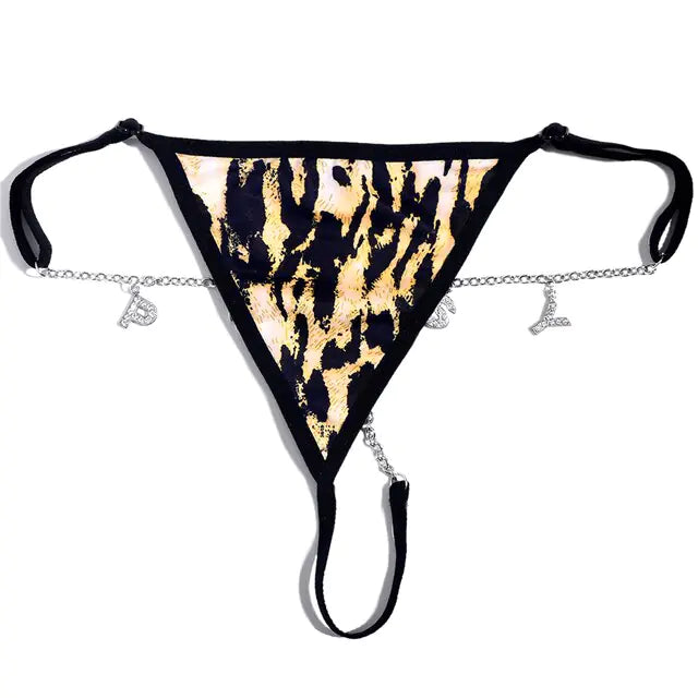 Custom Thongs With Alphabet Jewelry Personalized Crystal Letter Underwear