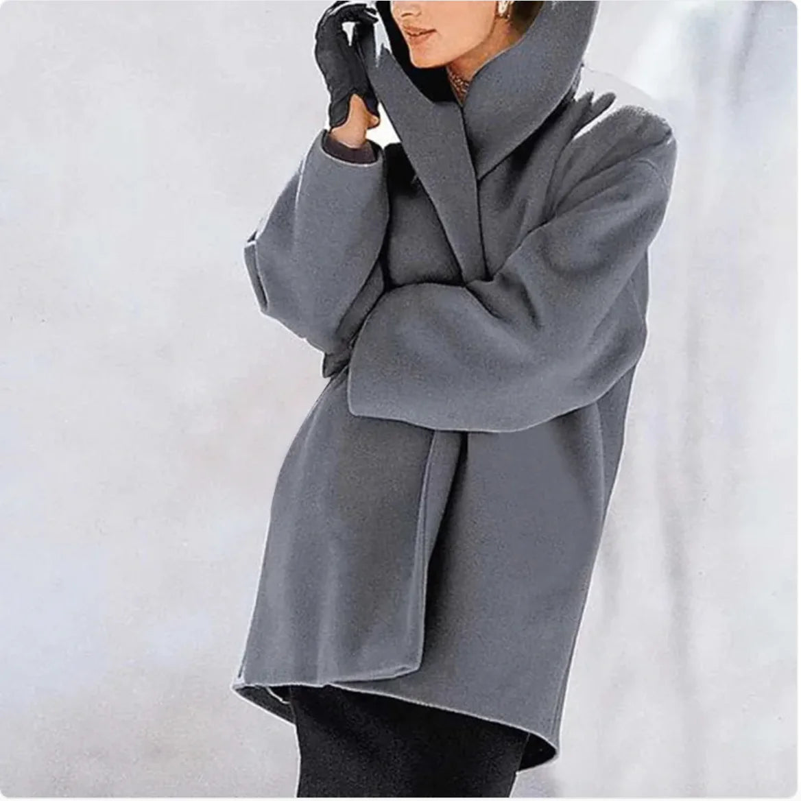 Round neck loose hooded woolen cloth