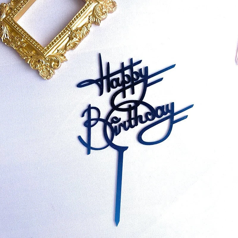 Golden "Happy Birthday" Acrylic Cake Topper