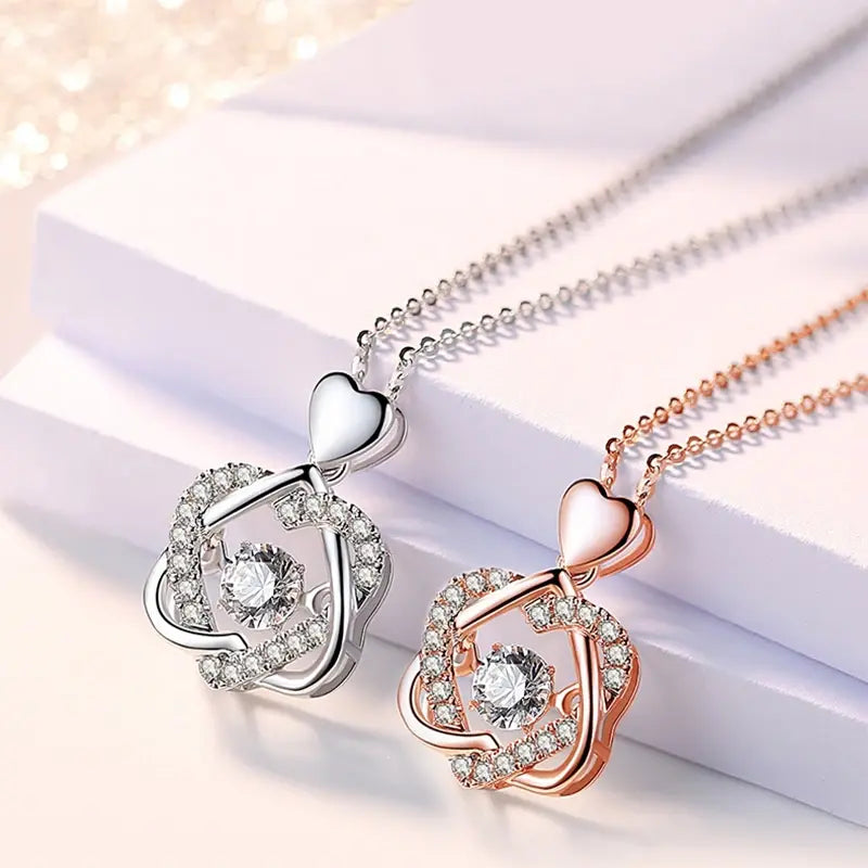 Fashion Rose Flower Jewelry Packaging Zirconia Necklace