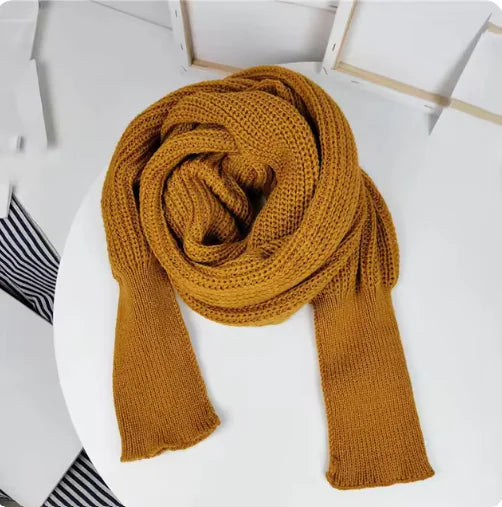 Cozy Knit Wool Scarf Shawl with Sleeves