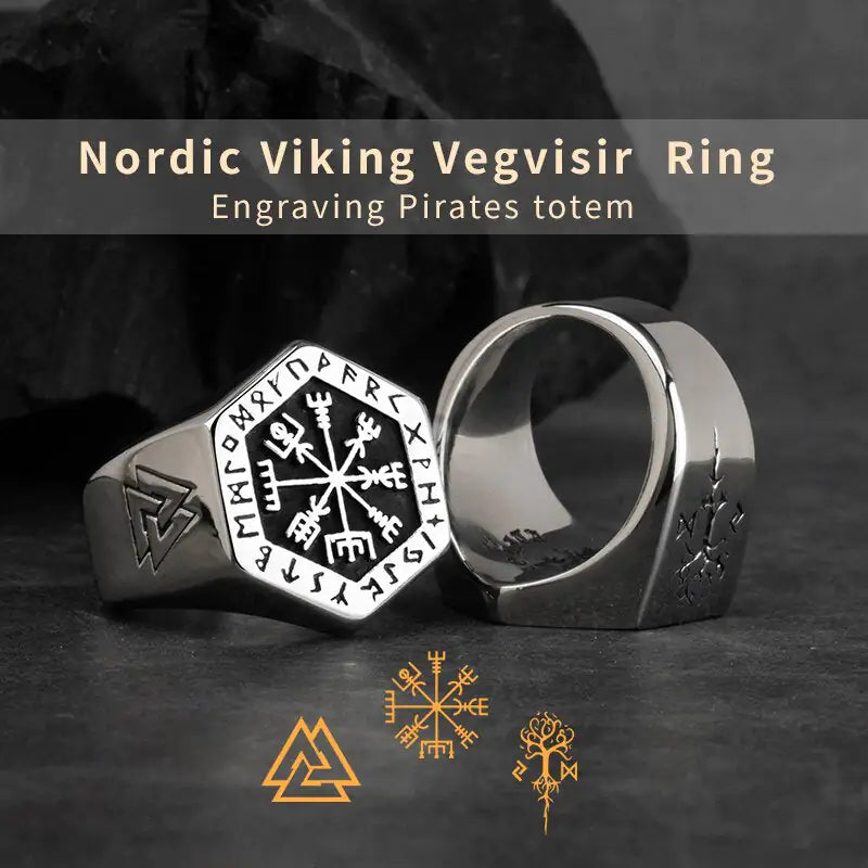 Nordic Style Retro Compass Ring: Stylish Unisex Party Jewelry